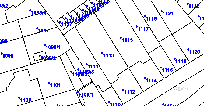 Parcela st. 1113 v KÚ Černá Pole, Katastrální mapa