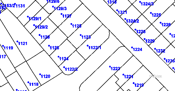 Parcela st. 1122/1 v KÚ Černá Pole, Katastrální mapa