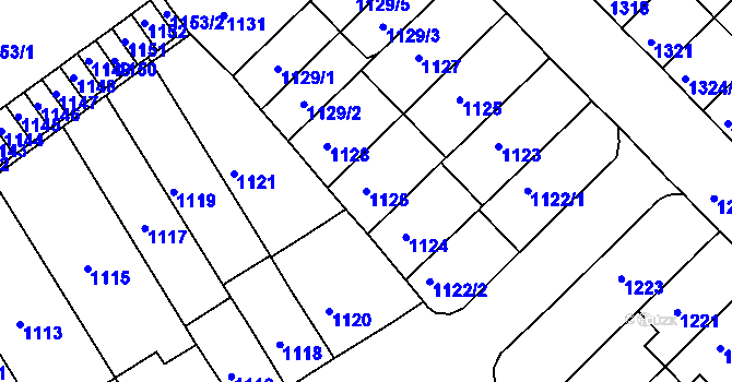Parcela st. 1126 v KÚ Černá Pole, Katastrální mapa