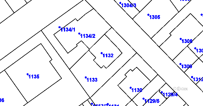 Parcela st. 1132 v KÚ Černá Pole, Katastrální mapa