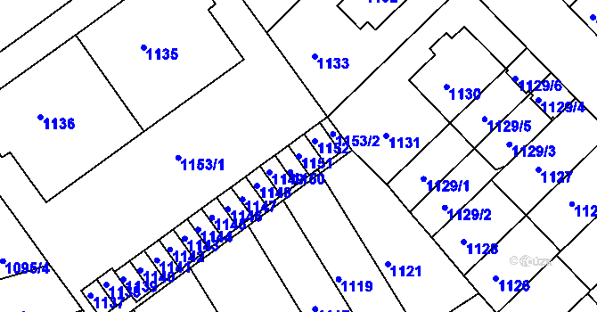 Parcela st. 1151 v KÚ Černá Pole, Katastrální mapa