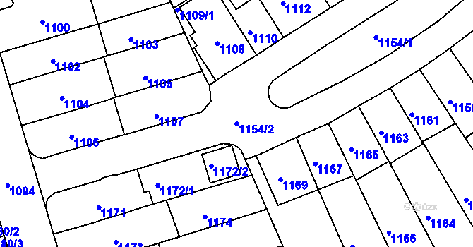 Parcela st. 1154/2 v KÚ Černá Pole, Katastrální mapa