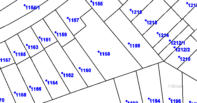 Parcela st. 1158 v KÚ Černá Pole, Katastrální mapa