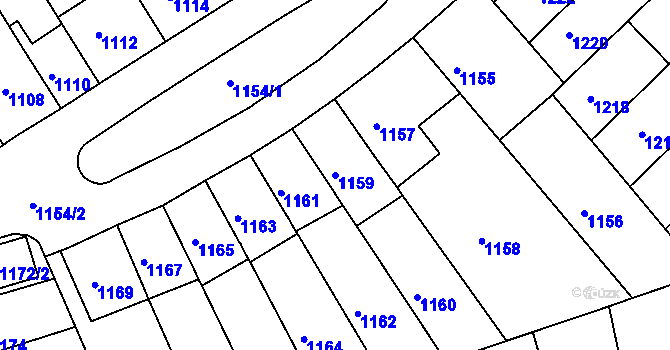 Parcela st. 1159 v KÚ Černá Pole, Katastrální mapa