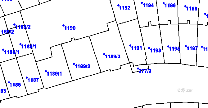 Parcela st. 1189/3 v KÚ Černá Pole, Katastrální mapa