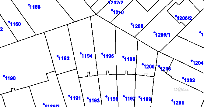 Parcela st. 1196 v KÚ Černá Pole, Katastrální mapa