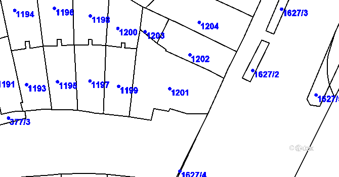 Parcela st. 1201 v KÚ Černá Pole, Katastrální mapa