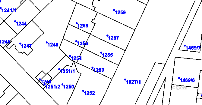 Parcela st. 1255 v KÚ Černá Pole, Katastrální mapa