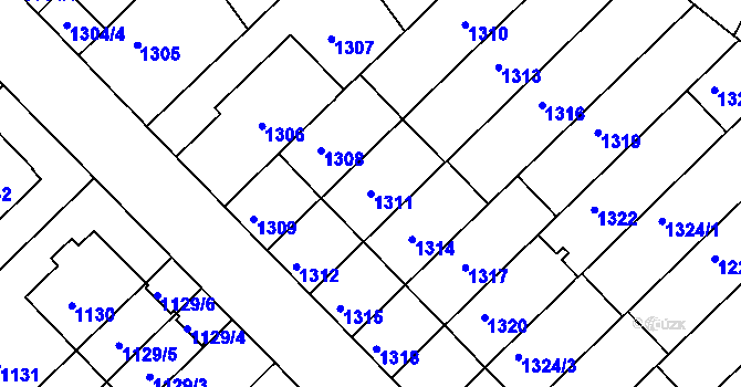 Parcela st. 1311 v KÚ Černá Pole, Katastrální mapa