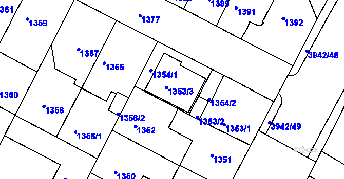 Parcela st. 1353/3 v KÚ Černá Pole, Katastrální mapa
