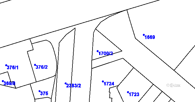 Parcela st. 1700/2 v KÚ Černá Pole, Katastrální mapa