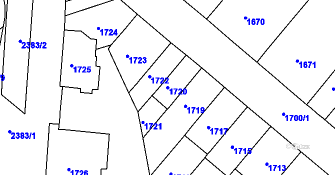 Parcela st. 1720 v KÚ Černá Pole, Katastrální mapa