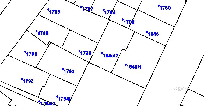 Parcela st. 1845/2 v KÚ Černá Pole, Katastrální mapa