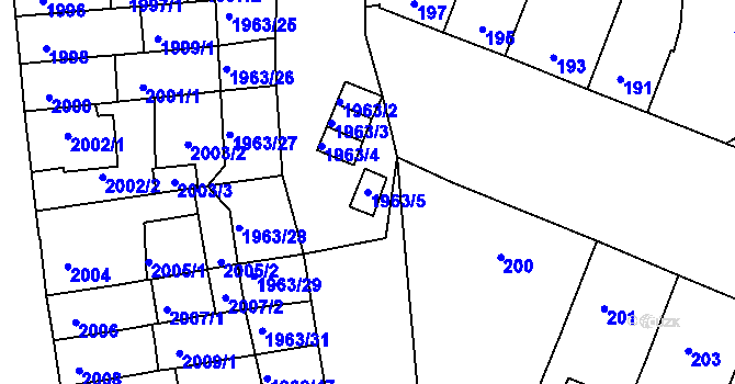 Parcela st. 1963/5 v KÚ Černá Pole, Katastrální mapa