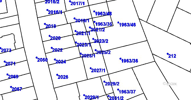 Parcela st. 2025/2 v KÚ Černá Pole, Katastrální mapa