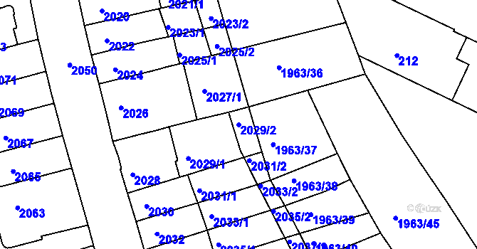 Parcela st. 2029/2 v KÚ Černá Pole, Katastrální mapa