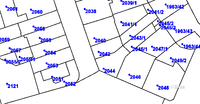 Parcela st. 2042 v KÚ Černá Pole, Katastrální mapa