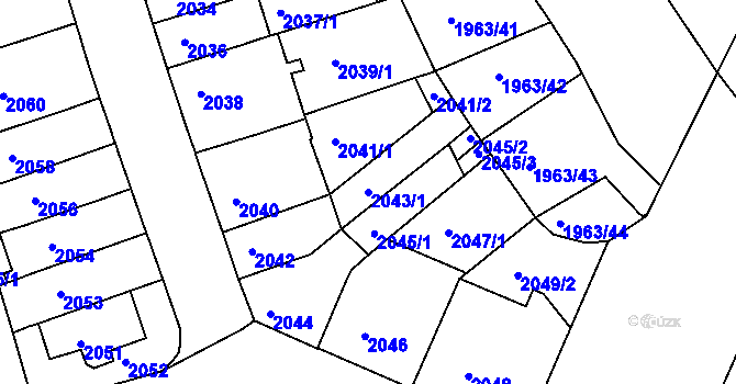 Parcela st. 2043/1 v KÚ Černá Pole, Katastrální mapa