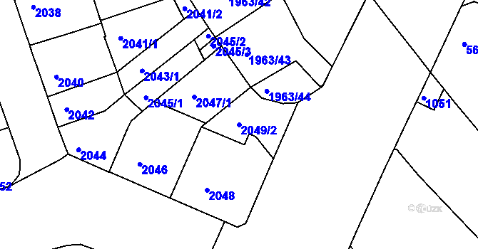 Parcela st. 2049/2 v KÚ Černá Pole, Katastrální mapa