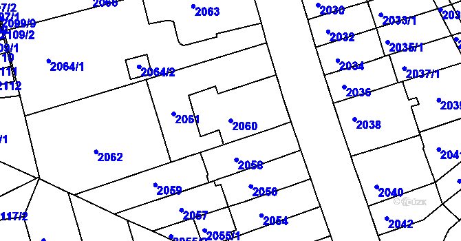 Parcela st. 2060 v KÚ Černá Pole, Katastrální mapa
