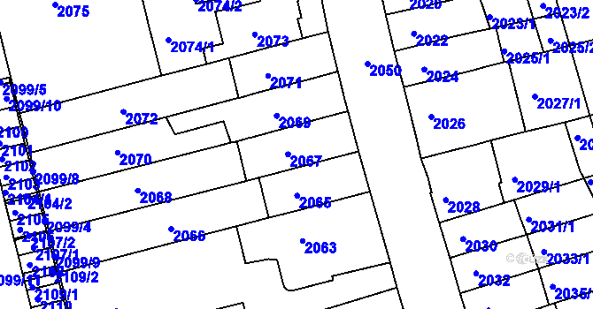 Parcela st. 2067 v KÚ Černá Pole, Katastrální mapa