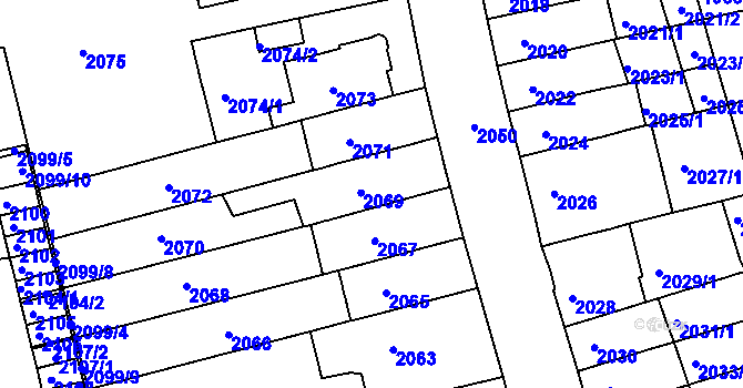 Parcela st. 2069 v KÚ Černá Pole, Katastrální mapa