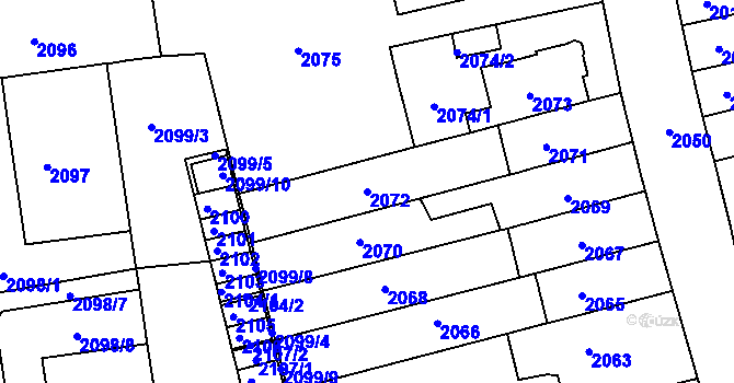 Parcela st. 2072 v KÚ Černá Pole, Katastrální mapa