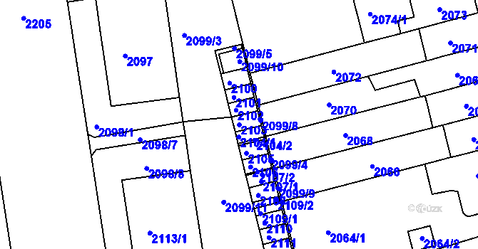 Parcela st. 2103 v KÚ Černá Pole, Katastrální mapa