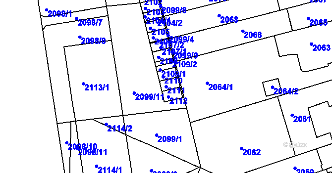 Parcela st. 2111 v KÚ Černá Pole, Katastrální mapa