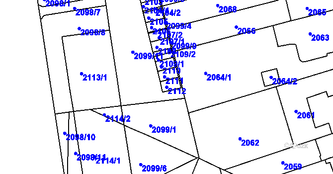 Parcela st. 2112 v KÚ Černá Pole, Katastrální mapa