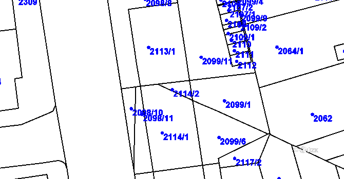 Parcela st. 2114/2 v KÚ Černá Pole, Katastrální mapa