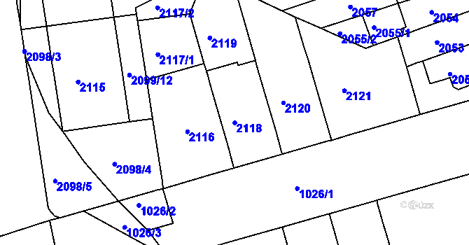 Parcela st. 2118 v KÚ Černá Pole, Katastrální mapa