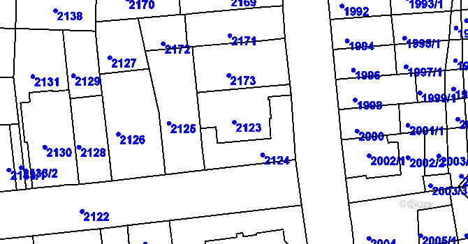 Parcela st. 2123 v KÚ Černá Pole, Katastrální mapa