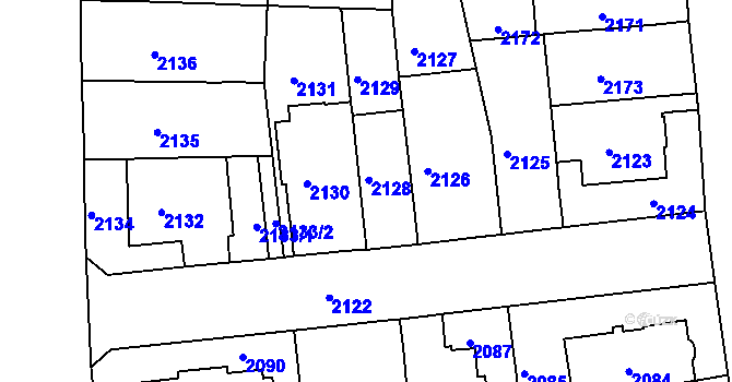 Parcela st. 2128 v KÚ Černá Pole, Katastrální mapa