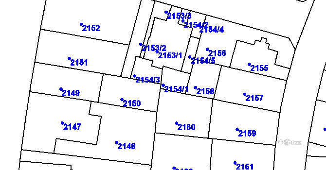 Parcela st. 2154/1 v KÚ Černá Pole, Katastrální mapa