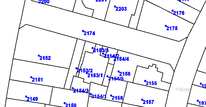 Parcela st. 2154/2 v KÚ Černá Pole, Katastrální mapa