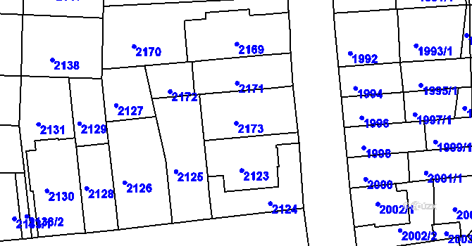 Parcela st. 2173 v KÚ Černá Pole, Katastrální mapa