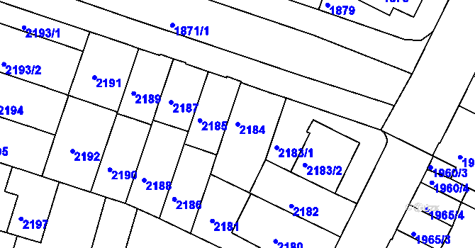 Parcela st. 2184 v KÚ Černá Pole, Katastrální mapa