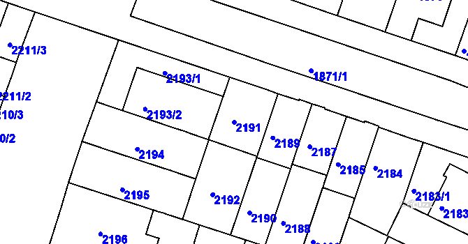 Parcela st. 2191 v KÚ Černá Pole, Katastrální mapa