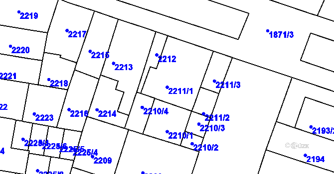 Parcela st. 2211/1 v KÚ Černá Pole, Katastrální mapa