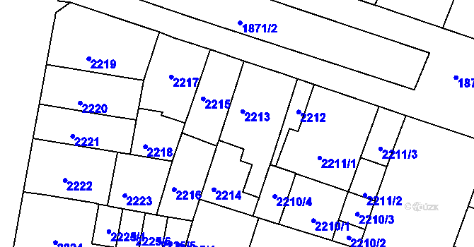 Parcela st. 2213 v KÚ Černá Pole, Katastrální mapa