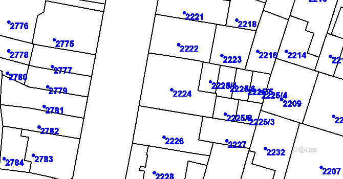 Parcela st. 2224 v KÚ Černá Pole, Katastrální mapa