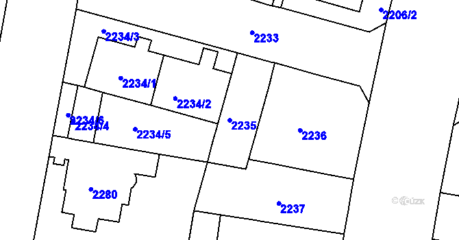 Parcela st. 2235 v KÚ Černá Pole, Katastrální mapa