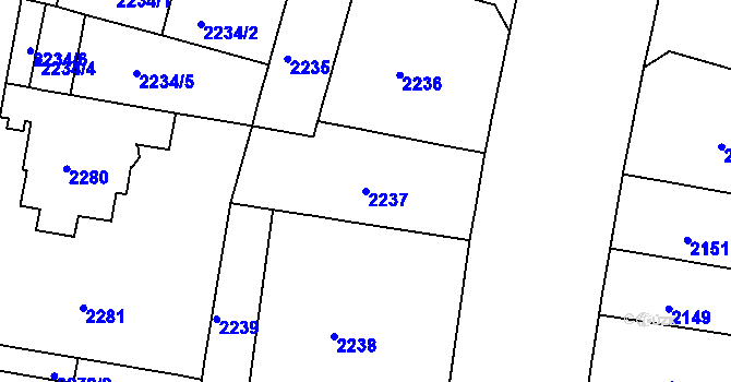 Parcela st. 2237 v KÚ Černá Pole, Katastrální mapa