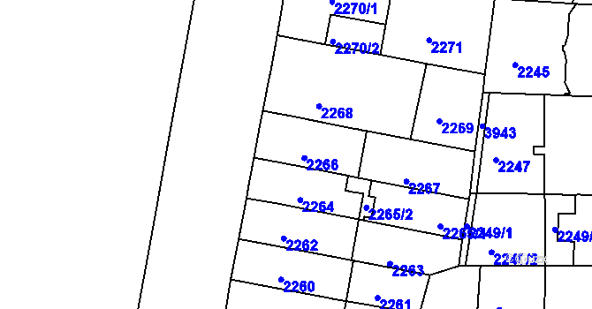 Parcela st. 2266 v KÚ Černá Pole, Katastrální mapa