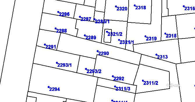 Parcela st. 2290 v KÚ Černá Pole, Katastrální mapa