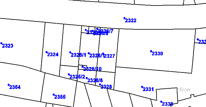 Parcela st. 2327 v KÚ Černá Pole, Katastrální mapa