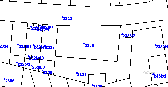 Parcela st. 2330 v KÚ Černá Pole, Katastrální mapa