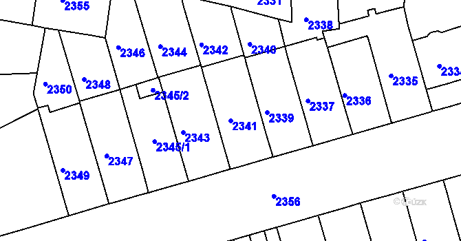 Parcela st. 2341 v KÚ Černá Pole, Katastrální mapa