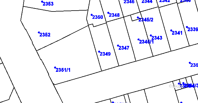 Parcela st. 2349 v KÚ Černá Pole, Katastrální mapa